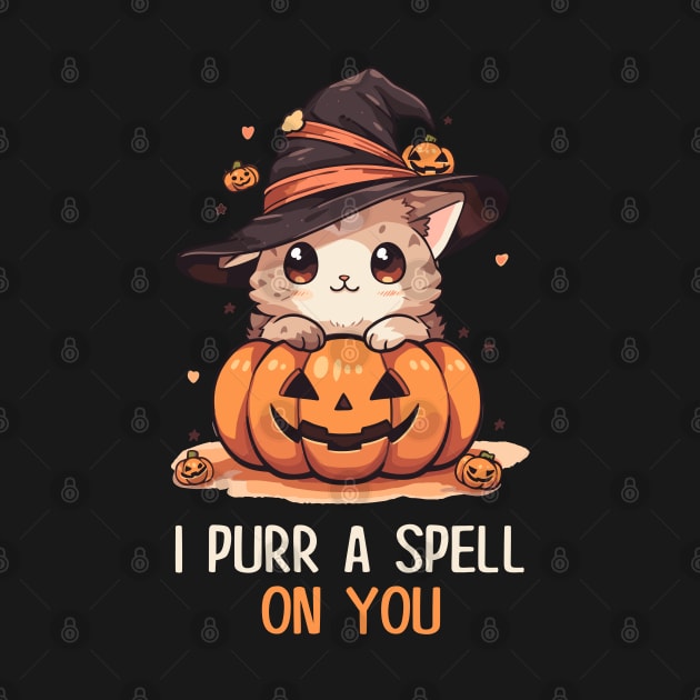 Funny Cat Pun Witch Spell Graphic Men Kids Women Halloween by KsuAnn