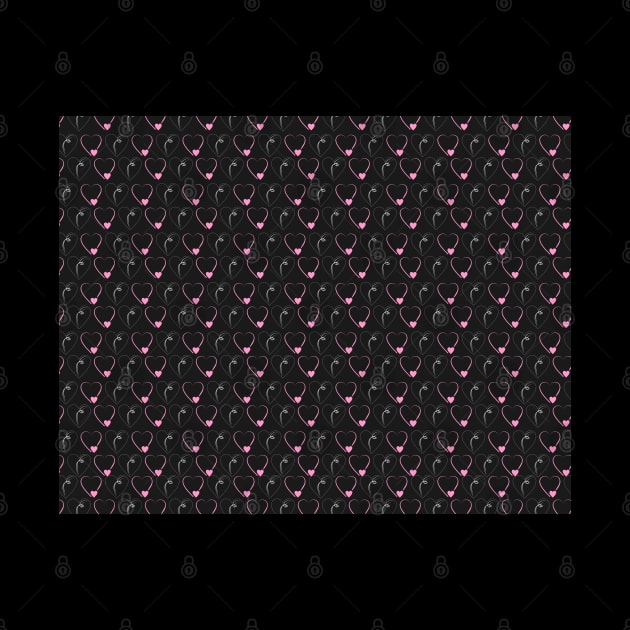 Love pattern pink and white with black background, isolate by Degiab