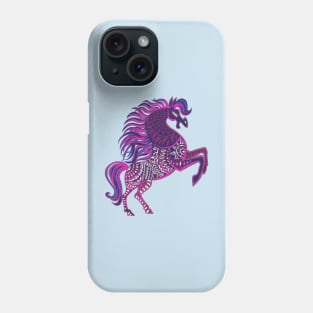 dark horse drawn with patterns on the body Phone Case