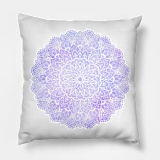 White Mandala on Pastel Purple and Blue Pillow