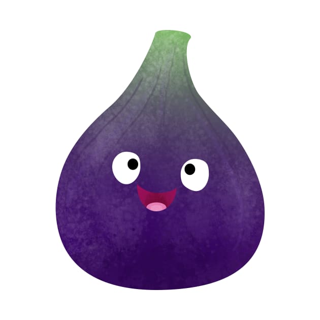 Cute happy purple fig fruit cartoon by FrogFactory