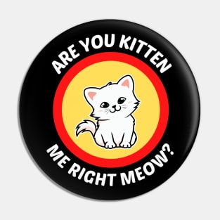 Are You Kitten Me Right Meow - Cute Cat Pun Pin