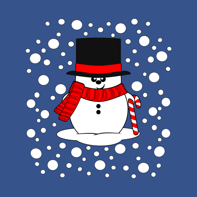 Cute Snowman with Top Hat and Candy Cane by Krimbles