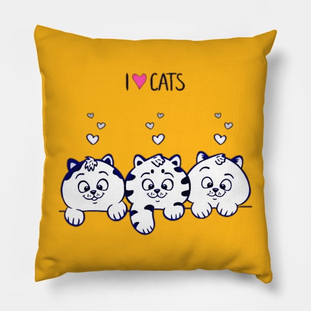 I LOVE CATS Pillow by tzolotov