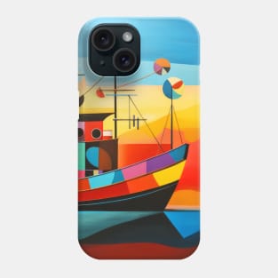 Fishing Boat Concept Abstract Colorful Scenery Painting Phone Case