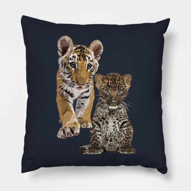 Leopard and tiger Pillow by obscurite