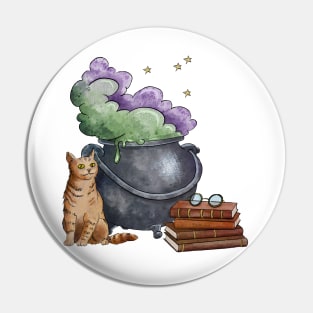 Cauldron cat Pin