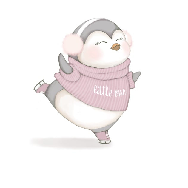 baby penguin skating by PeachAndPatches