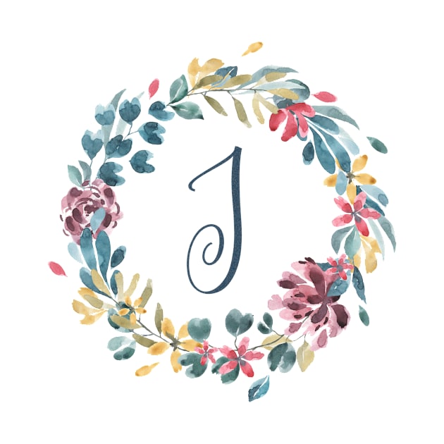 Floral Monogram J Colorful Full Blooms by floralmonogram