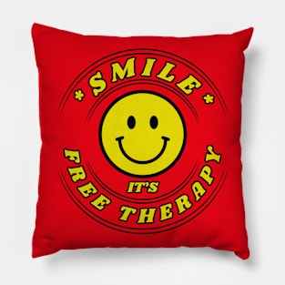 Happy Good Vibes light background Smile free Therapy Frit-Tees Pillow