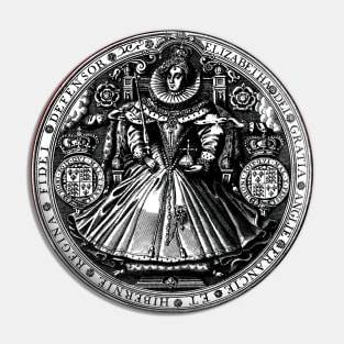 Medallion Queen Elizabeth I on Throne Pin