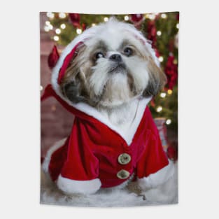 A Very Merry Shih Tzu Christmas In Xmas Hoodie Tapestry