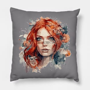 Red Hair Girl Pillow