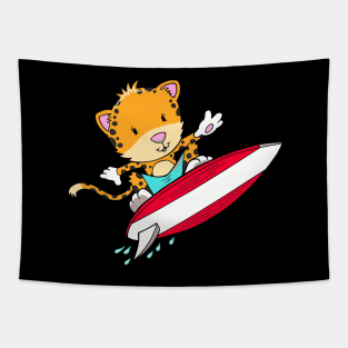 Cat Surfer Tapestry
