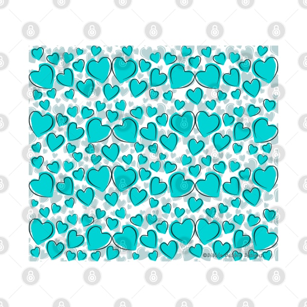 Splashes of Hearts in Tropical Aqua Blue by Dibble Dabble Designs