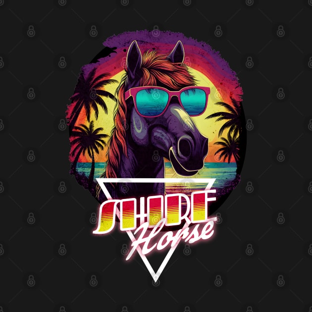 Retro Wave Shire Horse Vibes by Miami Neon Designs