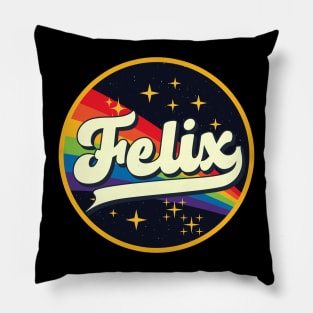 Felix // Rainbow In Space Vintage Style Pillow