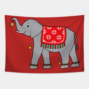 Elephant Dressed for the Holidays Tapestry