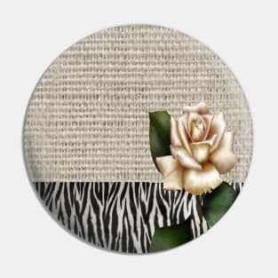 1980s Chic Zebra print rustic burlap botanical floral white rose Pin