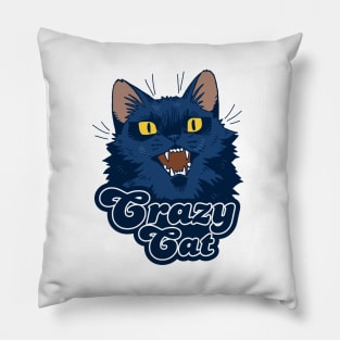 Crazy сat with yellow eyes Pillow