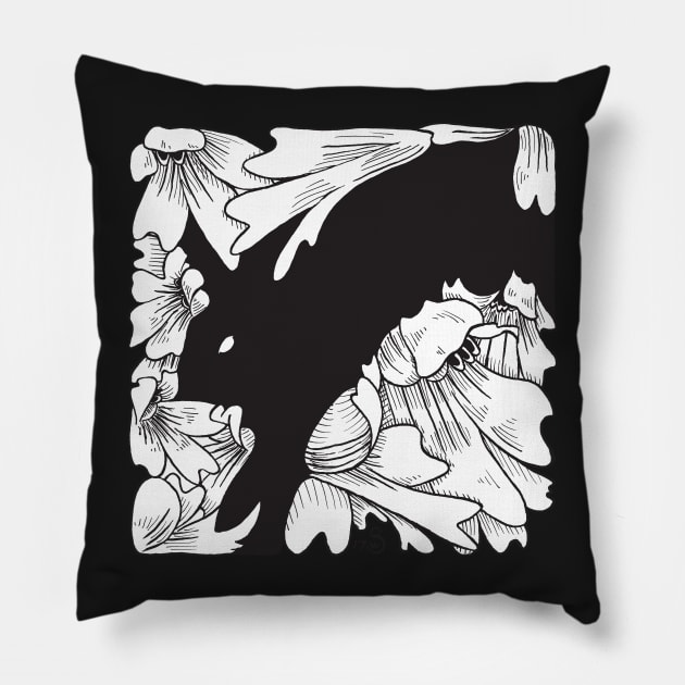 The Black Rabbit Pillow by sabinewilder