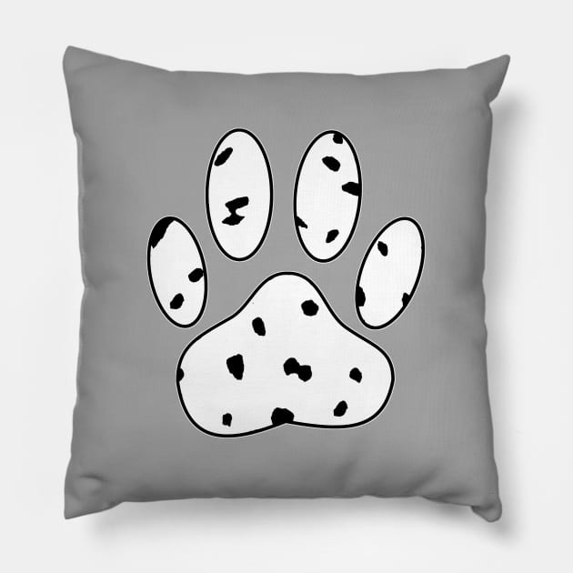 Dalmatian Puppy Paw Print Pillow by Braznyc