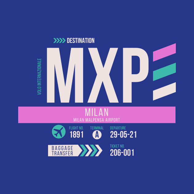 Milan (MXP) Airport Code Baggage Tag by SLAG_Creative