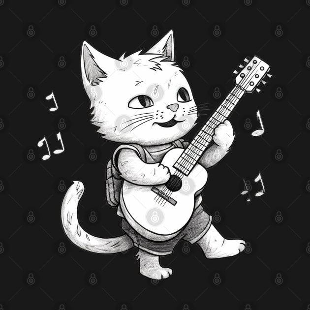 Cat playing guitar by Onceer