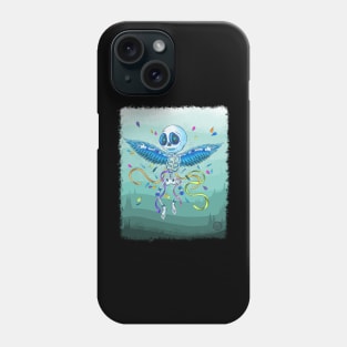 Cute Skeleton - the Blue Winged Skeleton Flyer- Dia De Los Muertos Phone Case