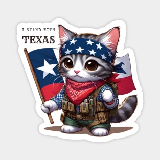 Freedom Fighter Kitten Stand With Texas Magnet