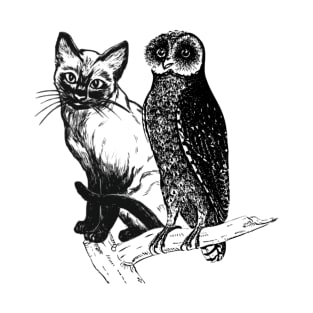 a cat and an owl T-Shirt