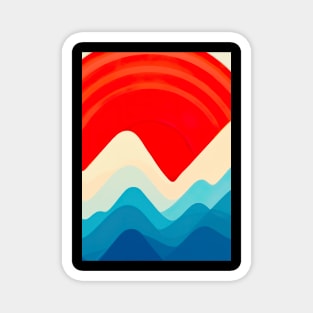 Retro Mountains and Sun Magnet