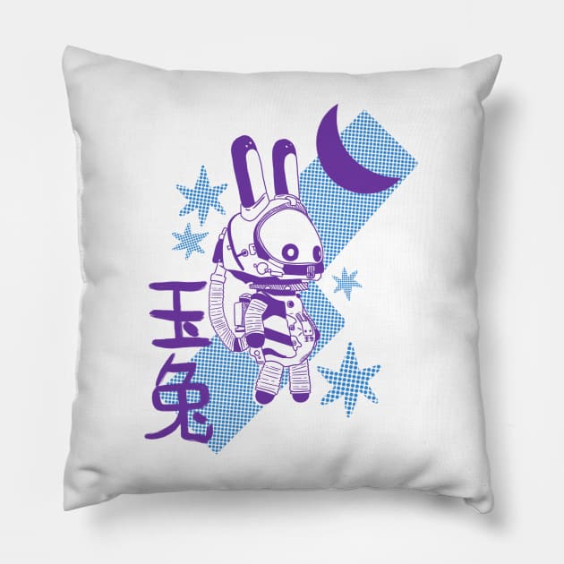 Moon Rabbit Video Game Pillow by Sobre Alba