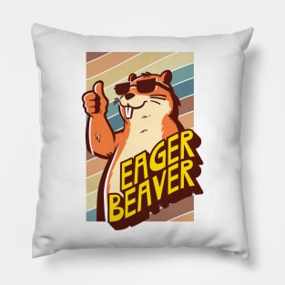 Eager Beaver, the task accomplishment and productivity master. Busy beaver, work ethic, team player, workplace inspiration, personal growth and development Pillow