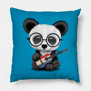 Baby Panda Playing Dutch Flag Guitar Pillow