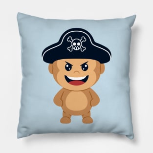cute monkey pirates hat cartoon Pillow
