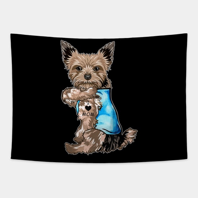 Yorkie Dog Tattoo I Love Mom Mothers Day Gifts Hoodie Tapestry by Danielss