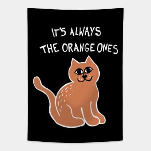 It's Always The Orange Ones Meme Cat (White) Tapestry