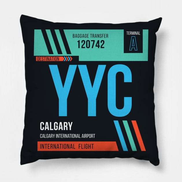 Calgary (YYC) Airport Code Baggage Tag Pillow by SLAG_Creative