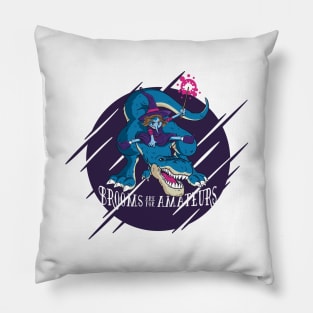 FUN WITCH RIDIING DINOSAUR - BROOMS ARE FOR AMATEURS WOMENS TOP Pillow