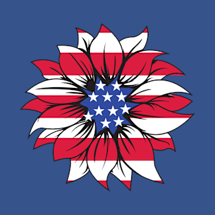 USA Flag Flower 1 T-Shirt