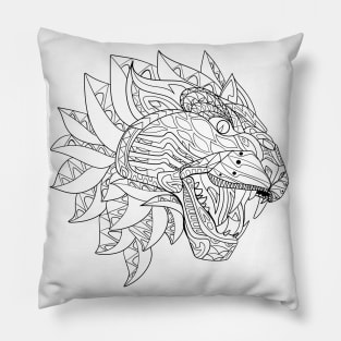 wild wild tiger in mandala ecopop art Pillow