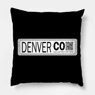 New Vintage Travel Location Qr Denver CO Pillow