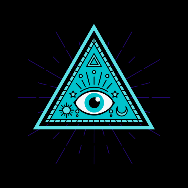 All Seeing eye - light blue with light blue eye by Just In Tee Shirts