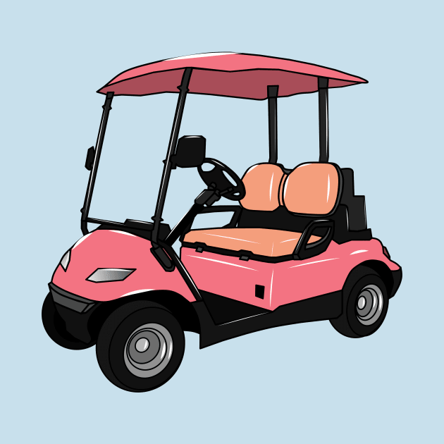 Golf cart / golf buggy cartoon illustration by Miss Cartoon