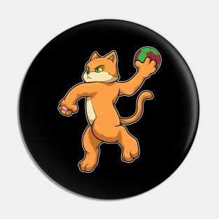Cat at Jumping throw with Handball Pin