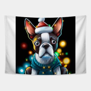 Cute Boston Terrier Drawing Tapestry