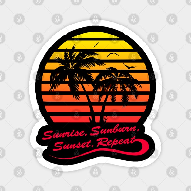 Sunrise Sunburn Sunset Repeat Magnet by Nerd_art