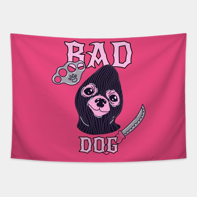 bad dog in balaclava meme Tapestry by Voropaeva_visual