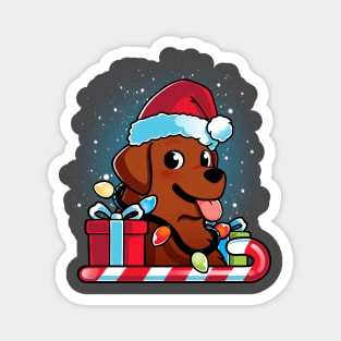 Chocolate Brown Labrador Dog Christmas Magnet